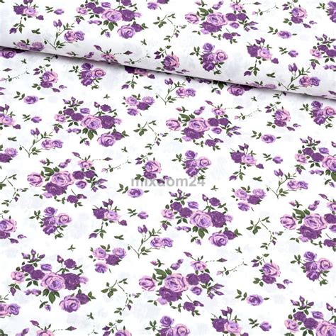 Small Purple Roses Fabric By The Yard Pink Floral Kids Cotton Fabric