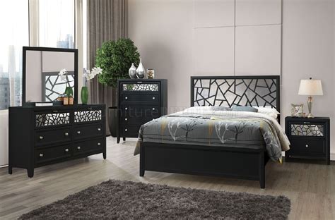 An ideal bedroom will have two mirrors: Kerri 5Pc Bedroom Set CM7990 in Black & Mirror w/Options