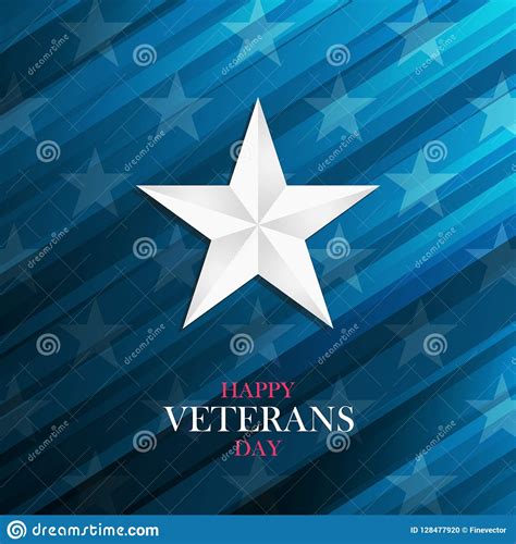 Usa Happy Veterans Day Greeting Card With Silver Star On Blue