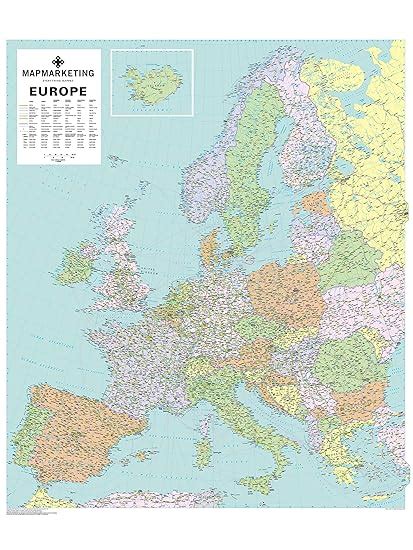 Europe Political Wall Map Of Europe Laminated Uk Office