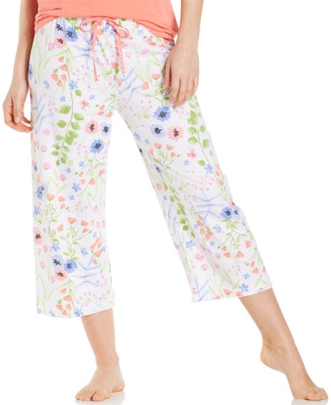 Lyst Hue Floral Capri Pajama Pants In White