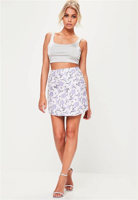 Missguided Purple Jacquard Mini Skirt Lyst
