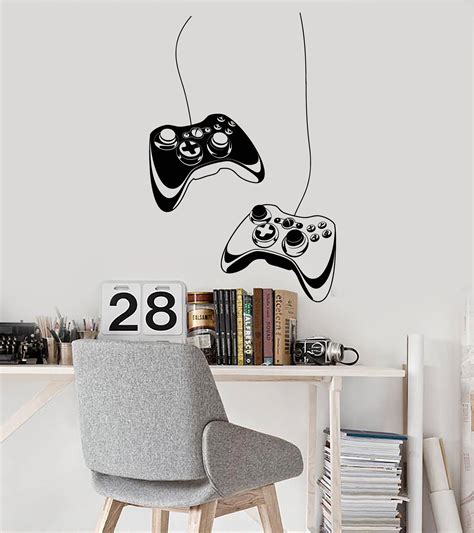 Vinyl Wall Decal Two Joysticks Video Games Gamer Room Cool Art Etsy Uk