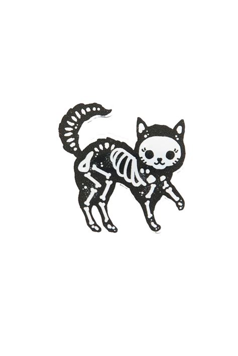 Skeleton Cat Pin Carteles Gráficos Pintura De Gato Dibujos