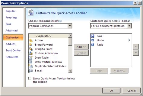 Adding Commands To The Quick Access Toolbar Microsoft Powerpoint 2007
