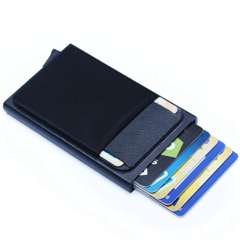 Rfid Wallet Blocking Men Aluminum Id Credit Card Holder Pop Up Coin