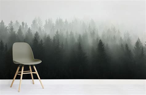 Deep Green Ombre Forest Wallpaper Mural Hovia Forest Wall Mural