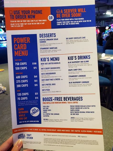 Online Menu Of Dave And Busters Restaurant Lynnwood Washington 98037