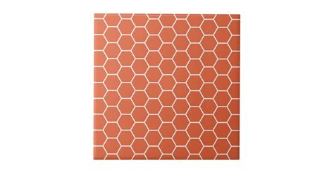 Bright Orange Geometric Honeycomb Hexagon Pattern Tile Uk