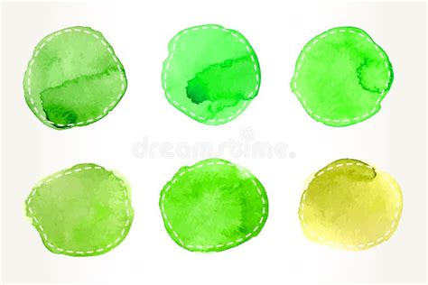 Green Dashed Watercolor Circles Stock Vector Illustration Of Element