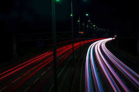 Wallpaper Road Movement Light Neon Lights Hd Widescreen High