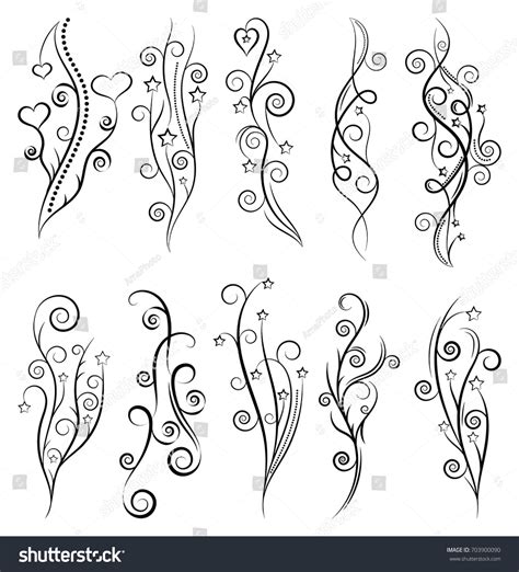 Curls Scrolls Set Decorative Elements Frames Stock Vector Royalty Free