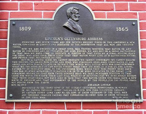 Lincoln's Gettysburg Address Plaque Photograph by Snapshot Studio