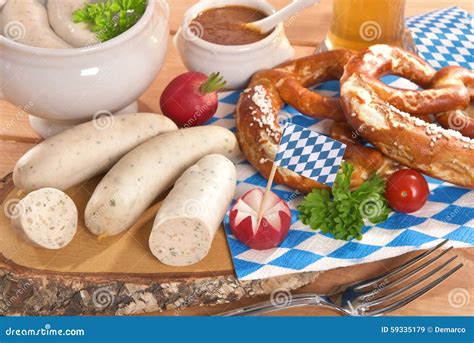 Bavarian Veal Sausage Breakfast Stock Image Image Of Mild Ensign