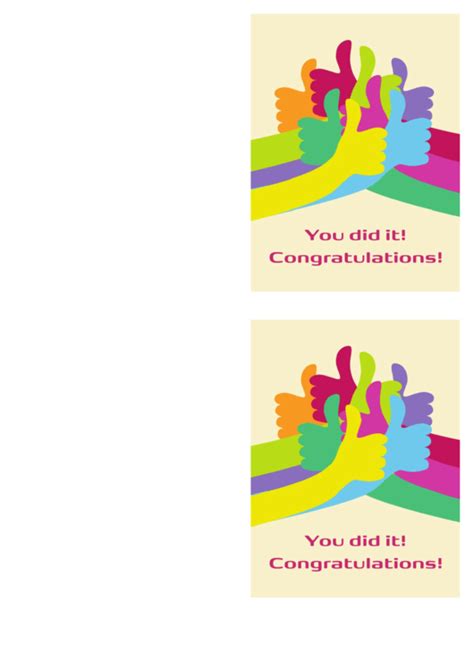 Fillable You Did It Congratulations Card Template Printable Pdf Download