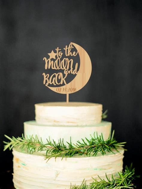To The Moon And Back Wedding Cake Topper Custom Personalized Cake