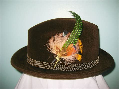 Vintage Feather Fedora Hat Mens Knox Challenger Brown With