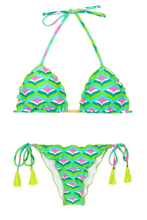 two piece swimwear graphic print scrunch bikini mermaid frufru