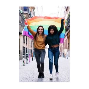 Lovely Lesbian Couple Celebrating Pride Day Lgbt Concept Photograph By Cavan Images Pixels