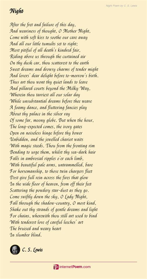 Night Poem By C S Lewis