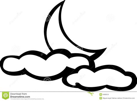 Moon With Clouds Vector Illustration Royalty Free Stock