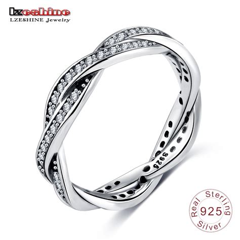 Lzeshine Authentic 925 Sterling Silver Twisted Ring Wedding Bands