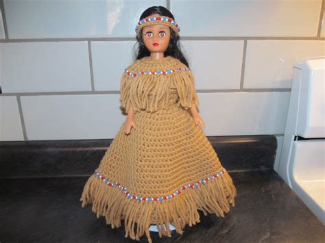 Lovely 14 Tall Native American Indian Doll On Doll Stand Etsy Crochet Dress Indian Dolls