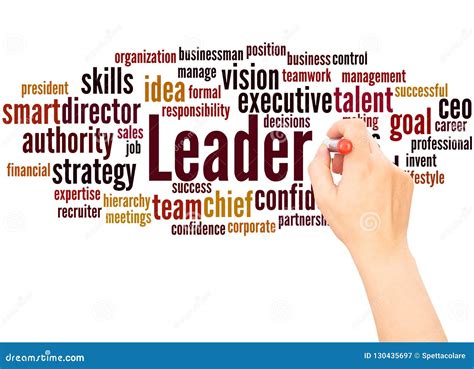 Leader Word Cloud Hand Writing Concept Stock Illustration