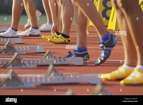 Runners At Starting Line Stock Photo Alamy