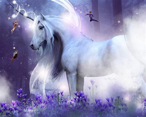 Night Unicorn Fairies Magic Sparkly Purple Flowers Enchanted Fairy