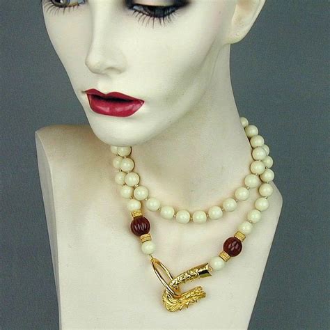 Les Bernard Chinese Faux Ivory Necklace W Dragon Head Clasp Possible