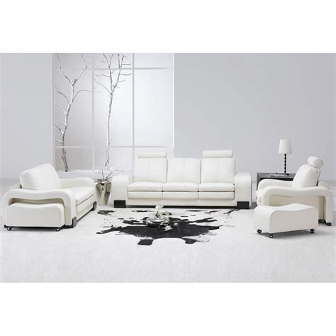 Tosh Furniture Modern White 5 Piece Leather Living Room Set At Hayneedle