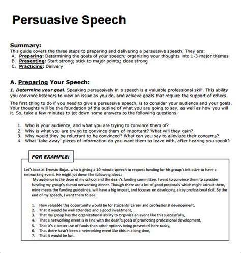 Free Sample Persuasive Speech In Pdf