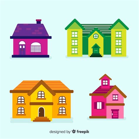 Free Vector Colorful Housing Collection With Cartoon Style