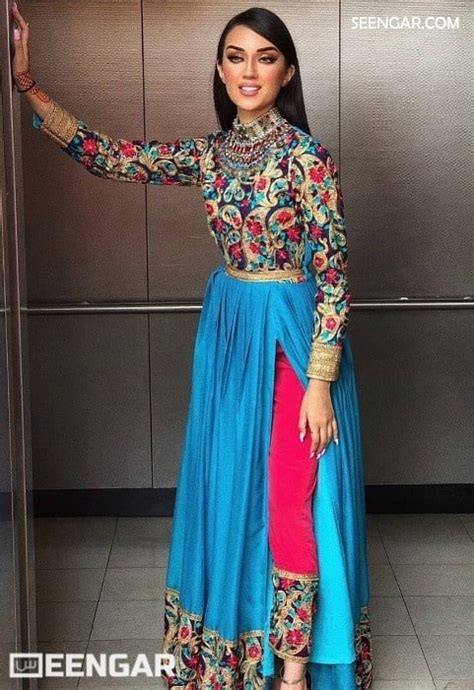 Azure Floral Modern Afghan Dress Seengar Fashion