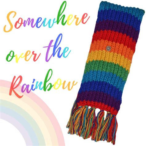 Long Hand Knit Striped Scarf Rainbow Hand Knitting Rainbow Scarf
