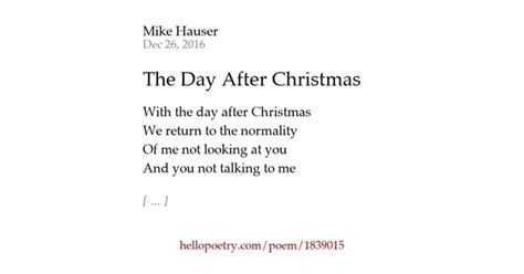 The Day After Christmas By Mike Hauser Hello Poetry