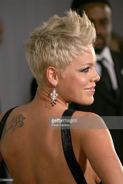 Singer Pink Arrives At The 49th Annual Grammy Awards At The Staples Pink Singer Hairstyles