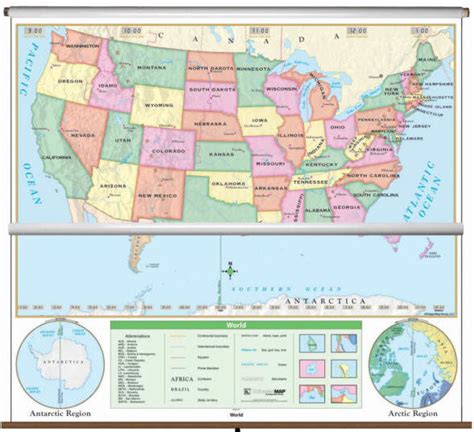 Classroom Beginner Wall Maps Of Usa World Free Shipping