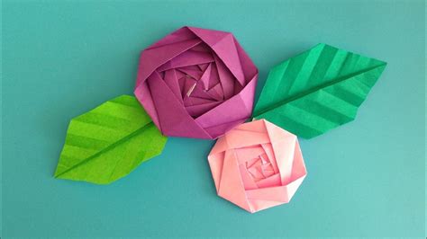 折り紙Origami バラの花と葉 簡単な折り方 YouTube