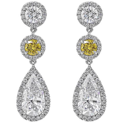 GIA Certified 5 43 Carat Total Pear And Round Diamond Dangle Drop