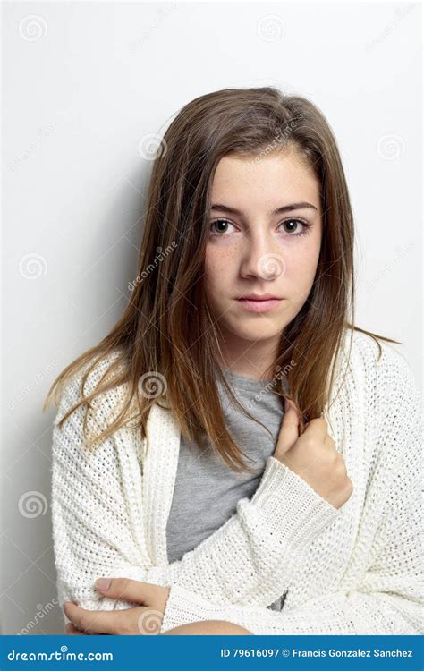 Portrait Of A Teenager With A Serious Face Stock Image Image Of