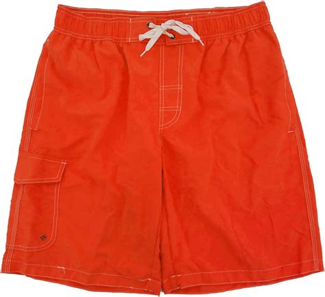 Mens Red Orange Cargo Swim Trunks Water Shorts Swim Shorts Board Shorts