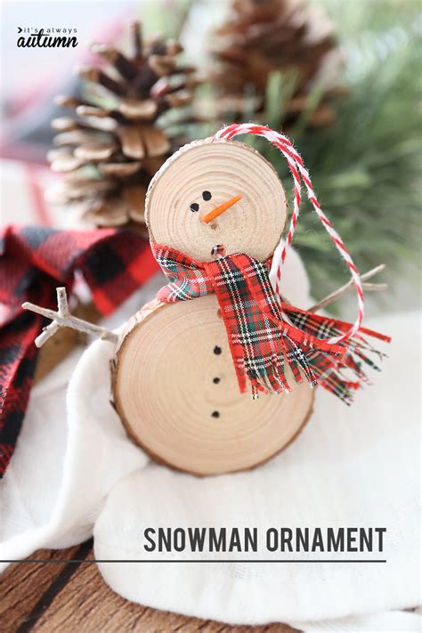 Make An Easy Wood Slice Snowman Christmas Ornament Its Always Autumn