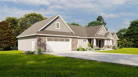 4 Bed Craftsman Ranch Plan With Walkout Basement 135088gra