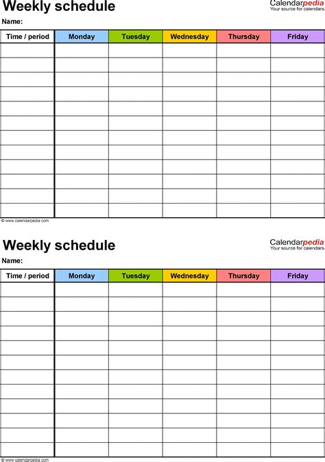 Editable Monday Through Friday Calendar Month Calendar Printable