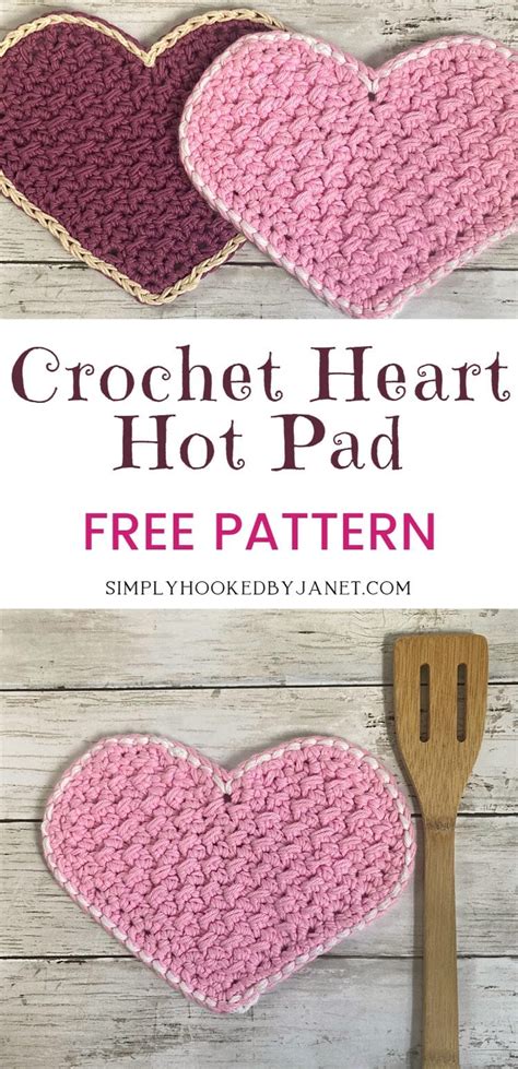 Crochet Heart Hot Pad Free Pattern Simply Hooked By Janet