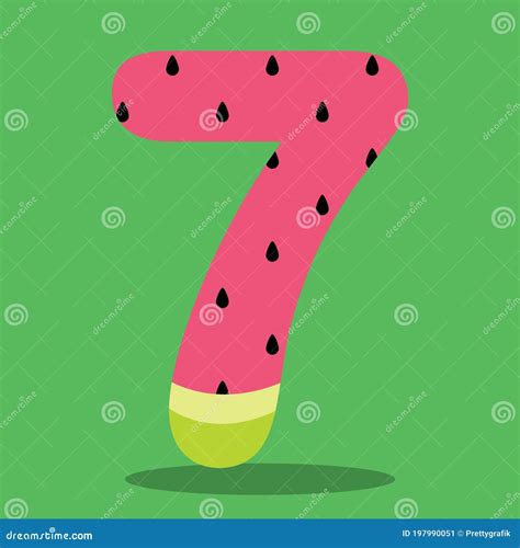 Watermelon Numbers 07 Stock Vector Illustration Of Graphic 197990051