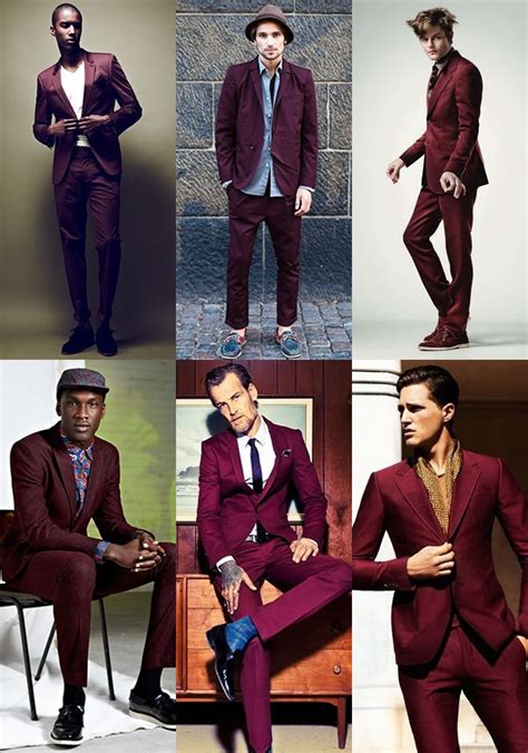 I Adore This For Fall Mens Burgundy Suit Lookbook Top Left Maroon