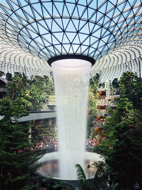 Slow motion wide angle shot of changi airport waterfall singapore, asia source: My take on the waterfall @Jewel, Changi Airport Singapore ...